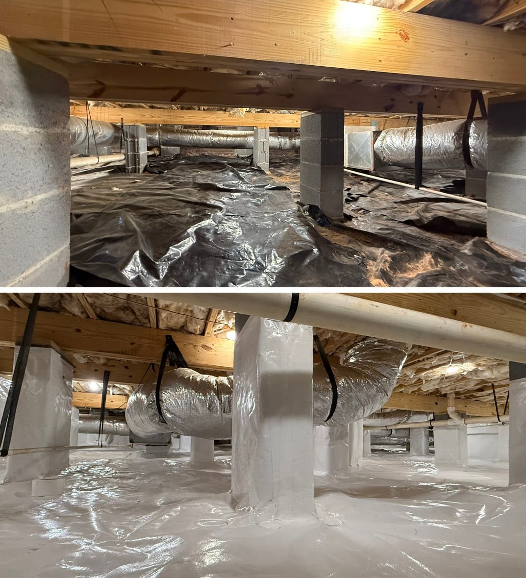 Crawl Space Before and After Renovation