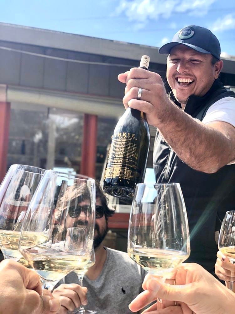 Celebratory Toast with Wine and Friends Outdoors