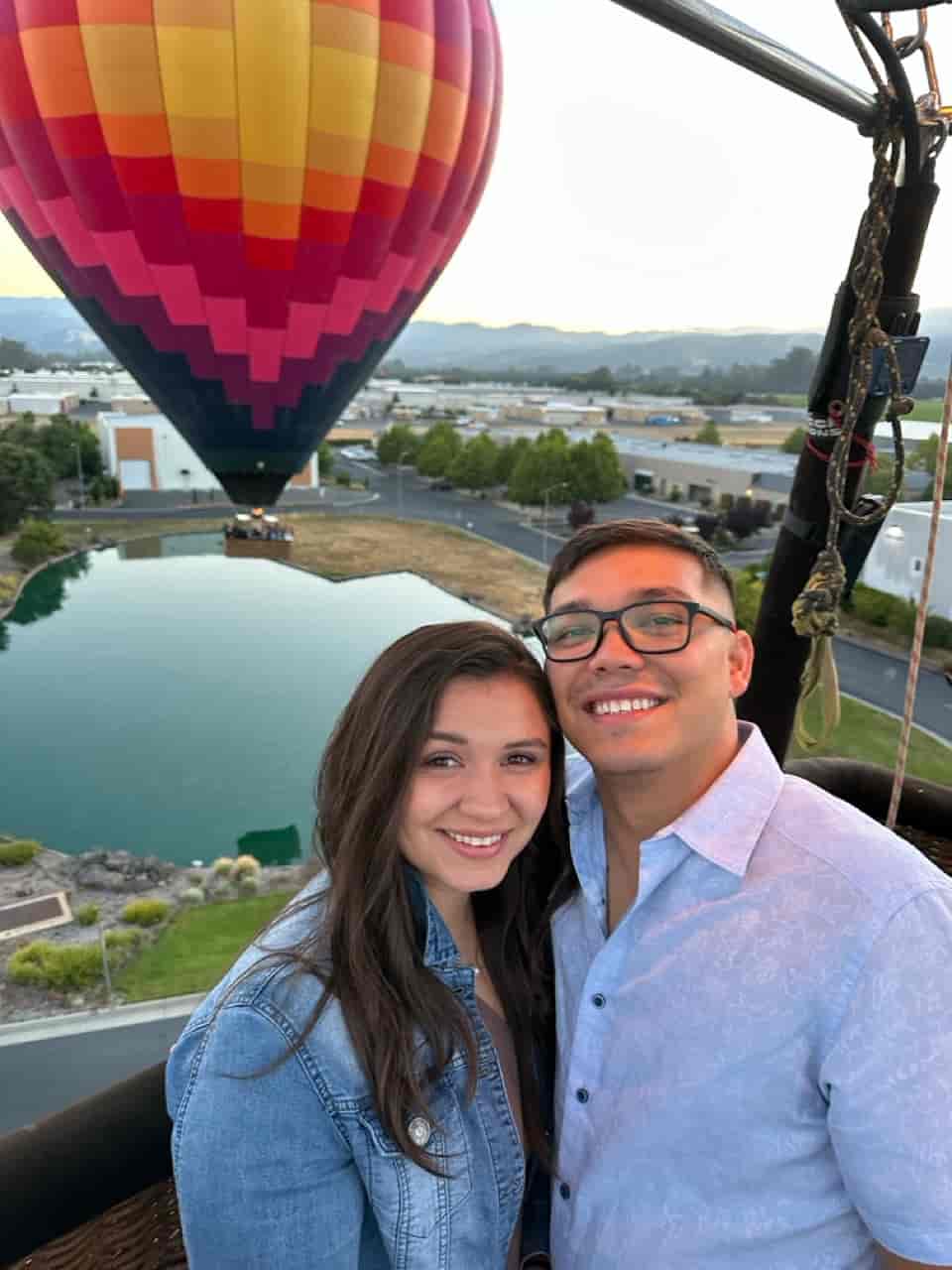 Couple Enjoying Hot Air Balloon Ride