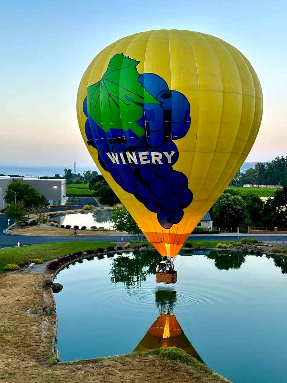 Hot Air Balloon Reflected in Tranquil Pond